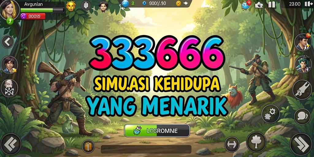 Screenshot gameplay 333666 yang menunjukkan kehidupan virtual dalam simulasi.