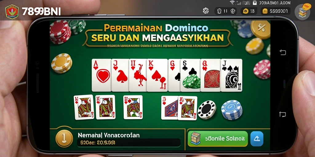 Tampilan permainan domino yang penuh warna dan interaktif.