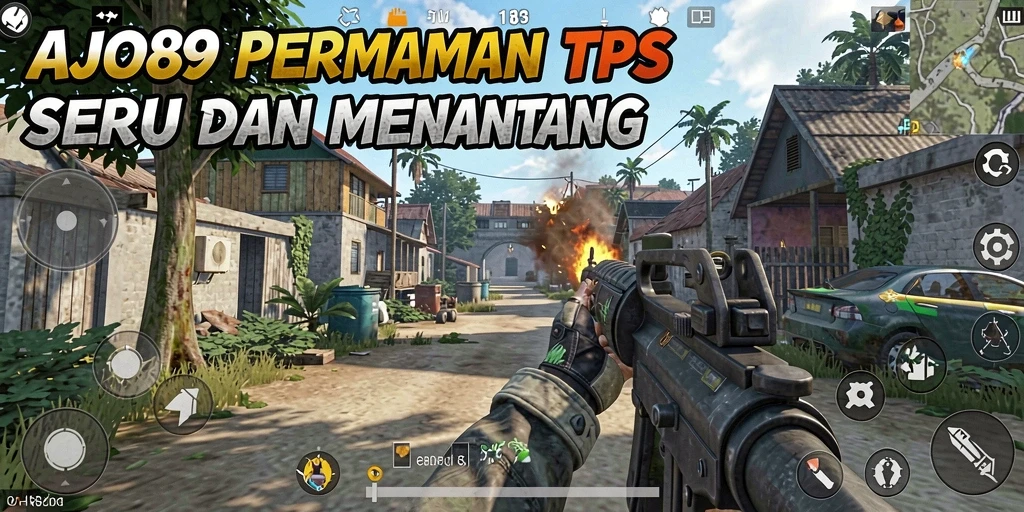 Screenshot utama AJO89 menampilkan aksi gameplay TPS yang seru.