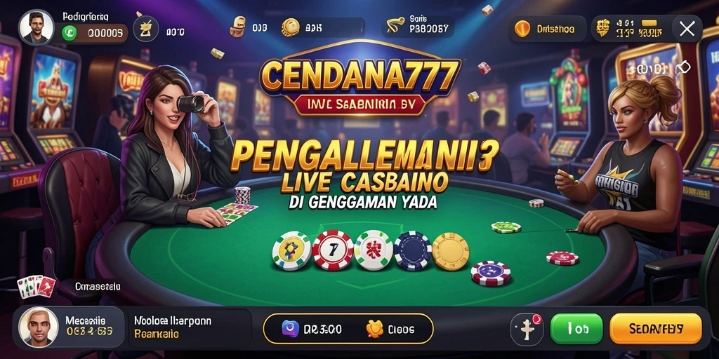 Screenshot utama gameplay CENDANA777 dengan dealer langsung yang interaktif.