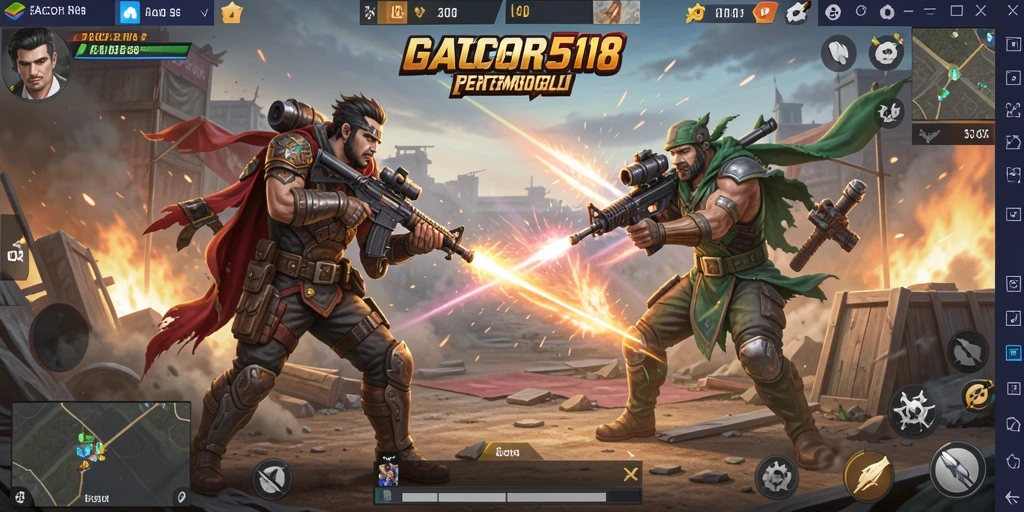 Tangkapan layar utama GACOR518 yang menunjukkan aksi intens Battle Royale.