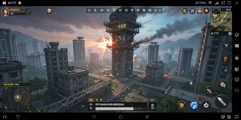Screenshot GT777 menampilkan aksi menara mempertahankan kerajaan dari invasi musuh.