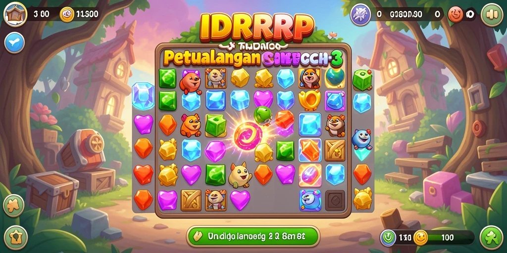 Tangkapan layar gameplay IDRRP dengan level Match-3 yang menarik.