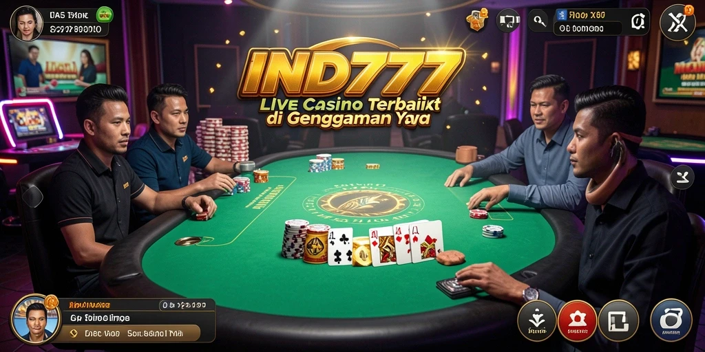 Screenshot gameplay IND777 menampilkan dealer langsung dan suasana permainan yang mendebarkan.