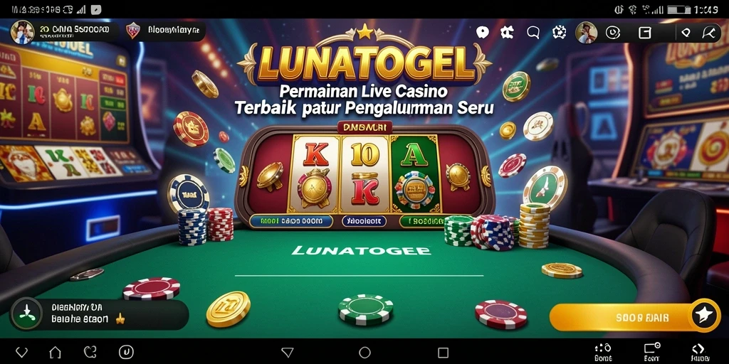 Screenshot LUNATOGEL menampilkan dealer langsung dan permainan yang seru.