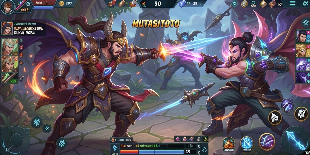 Screenshot gameplay <strong>MUTASITOTO</strong> menampilkan aksi seru dalam pertarungan MOBA.