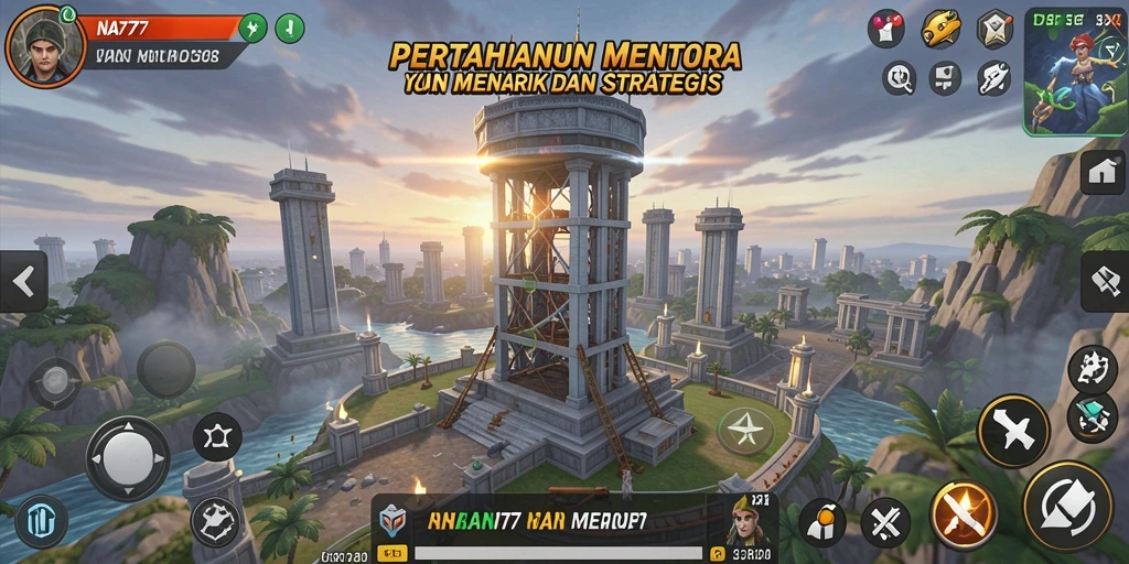 Tangkapan layar gameplay menara pertahanan NA777 yang mendebarkan.