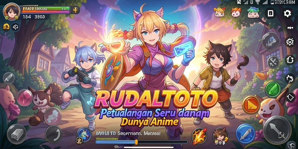 Tampilan gameplay RUDALTOTO dengan karakter Anime yang menarik.