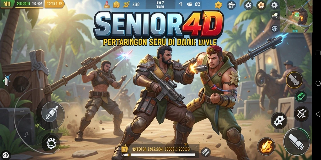 Gameplay intens SENIOR4D di arena Battle Royale.