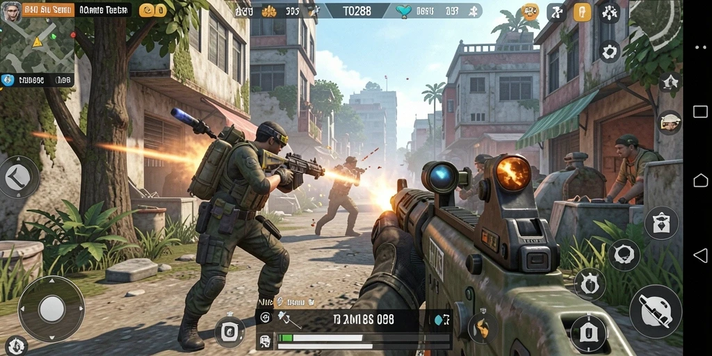 Menampilkan aksi gameplay menegangkan dalam game TPS TO288.