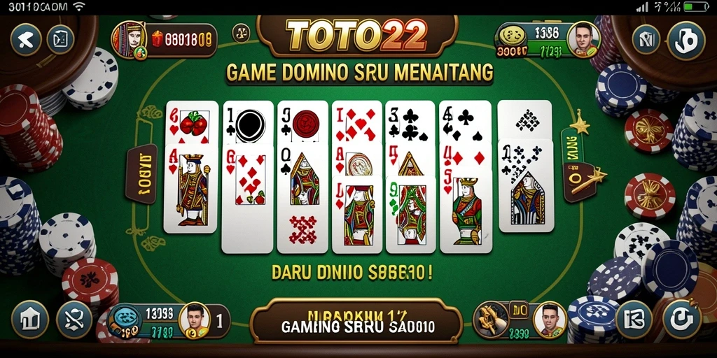 Tampilan utama gameplay Domino di TOTO22 yang penuh warna.