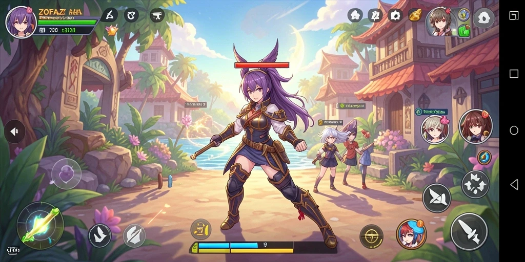 Tampilan gameplay ZOFAZA dengan karakter-karakter anime yang ikonik.